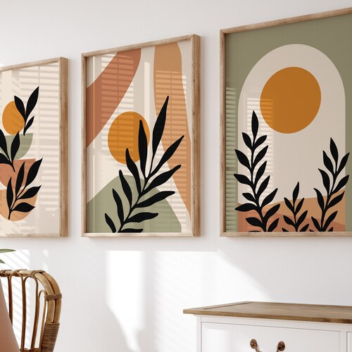 Boho Abstract Wall Art Prints Boho Wall Decor Set of 3 - Etsy UK