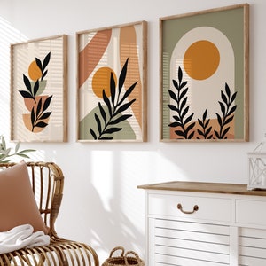 Boho Abstract Wall Art Prints, Boho Wall Decor, Set of 3 Wall Prints ...
