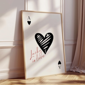 Herzass Spielkarte, Wandkunst für Paare, Zusammen für immer Zitat, Neutraler Spielkartendruck, Beige Wandkunst, Wanddekor