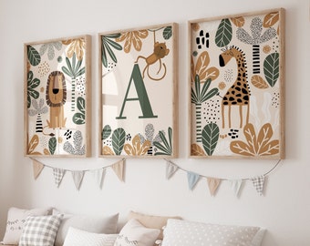 Safari Nursery Wall Prints, Boho Nursery Prints, Green Nursery Prints, Safari Nursery Wall Art, Nursery Decor, Green Nursery Prints, Boys