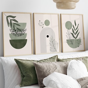 Set of 3 Boho Wall Prints, Boho Wall Art, Sage Green Wall Prints, Green Wall Decor, Boho Prints, Sage Green, Black, Beige, Boho Wall Decor image 7