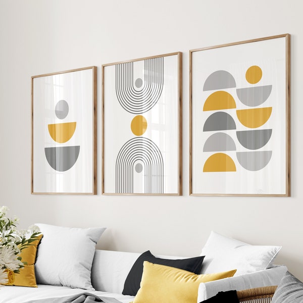 Yellow Gray Wall Art Etsy
