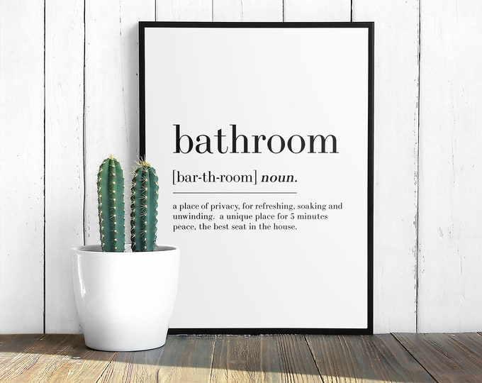 Printable Art Bathroom Definition Wall Print Bathroom Wall Etsy