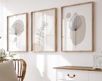 Neutral Wall Prints, Botanical Wall Prints, Plant Wall Art, Botanical Art, Minimalist Wall Art, Natural Wall Prints, Set of 3 Prints, Nature