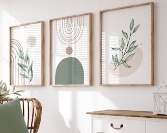 Salbei grün Wandkunst, 3er-Set Drucke, Boho Wandkunst, Boho Wanddrucke, Boho Wanddekor, Salbei grün, Wandkunst, Wohnkultur, Scandi Wandkunst