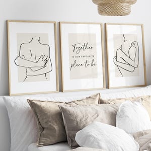 Romantisches Schlafzimmer Poster, 3er Set, Together ist unser Lieblingsplatz, Neutrale Wandkunst, Paar Dekor, Über dem Bett Kunst, Schlafzimmerposter,