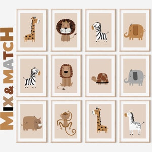 Safari Nursery Wall Prints, Animal Nursery Prints, Neutral Nursery Prints, Boho Nursery Wall Art, Nursery Decor, Safari Nursery Prints