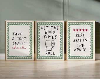 Láminas para baño, Arte mural, Decoración de baño, Lámina para inodoro, Lámina para baño verde, Lámina divertida para baño, Frase para inodoro, Lámina para inodoro de planta baja