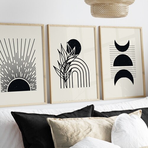 Boho Wall Prints Neutral Boho Wall Art Set of 3 Posters Etsy UK