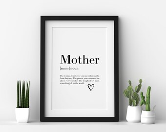 Printable Art, Gift for Mum, Mothers Day instant gift, Mother Definition Print, Mum Wall Art, Gift for Mum, Mum Definition, Digital Download