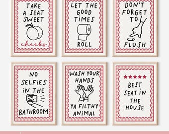 Bathroom Print, Toilet Print, Pink Bathroom Print, Funny Bathroom Print, Toilet Quote, Downstairs Toilet Print, Wall Art, Wall Decor, Pink