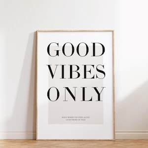 Neutrale Wandkunst, Good Vibes Only Poster, Neutraler Wanddruck, Motivationswandkunst, Positives Zitat, Wanddekoration, Beige Wanddruck, Beige Kunst