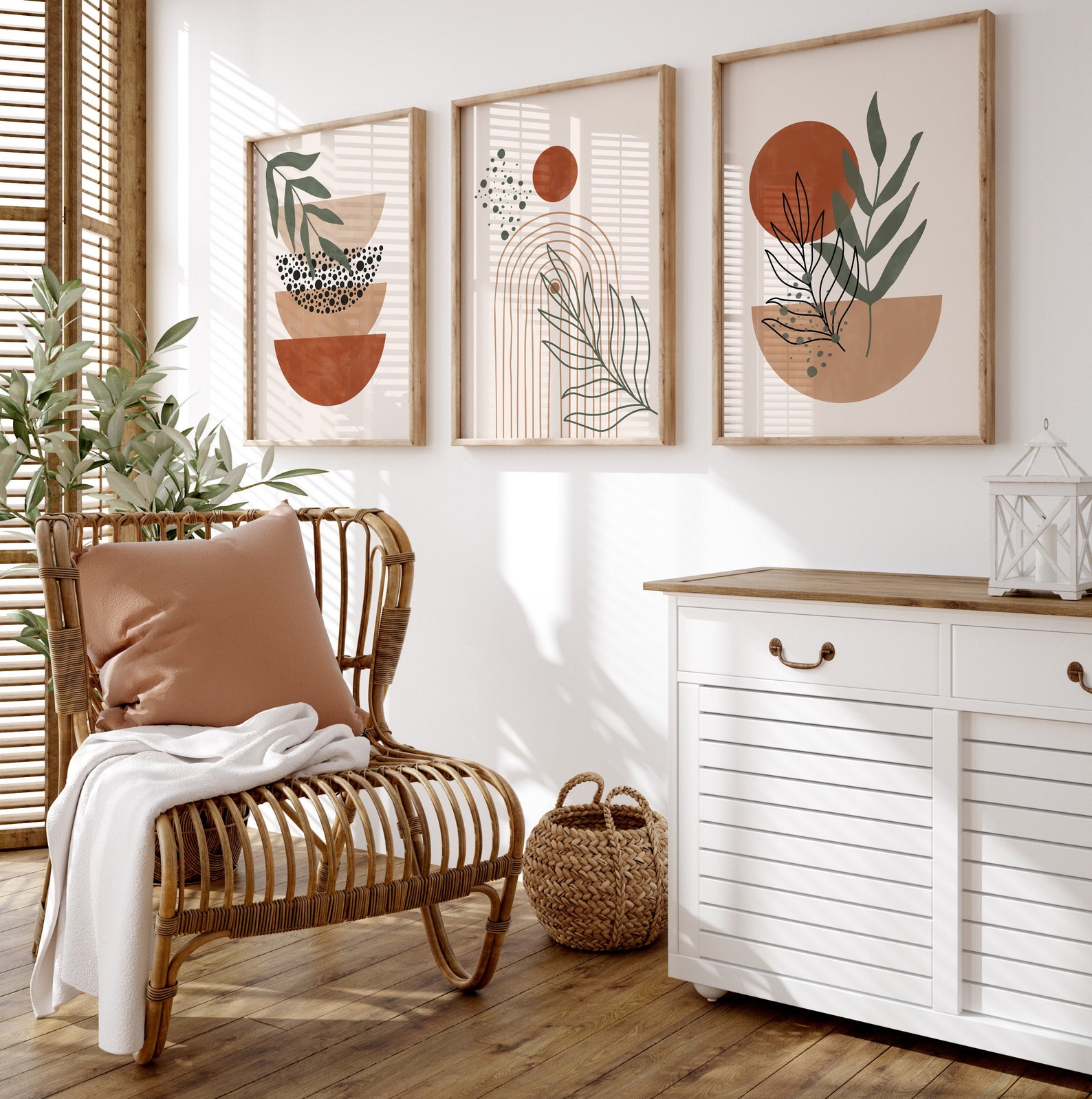 Boho Abstract Wall Art Prints Boho Wall Decor Set of 3 - Etsy