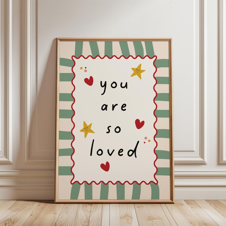 You are so loved, nursery quote print, sage green print for girls