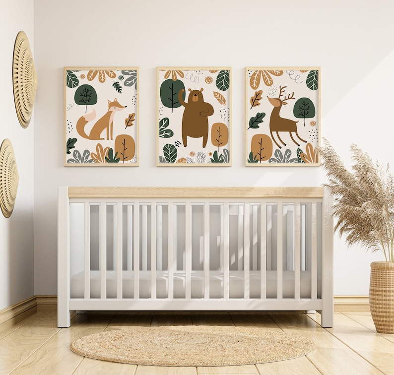 Nursery Wall Prints, Woodland Prints, Nursery Wall Art, Nursery Decor ...