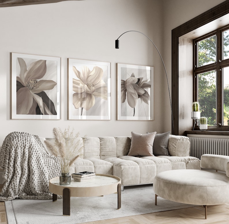 beige floral wall art prints