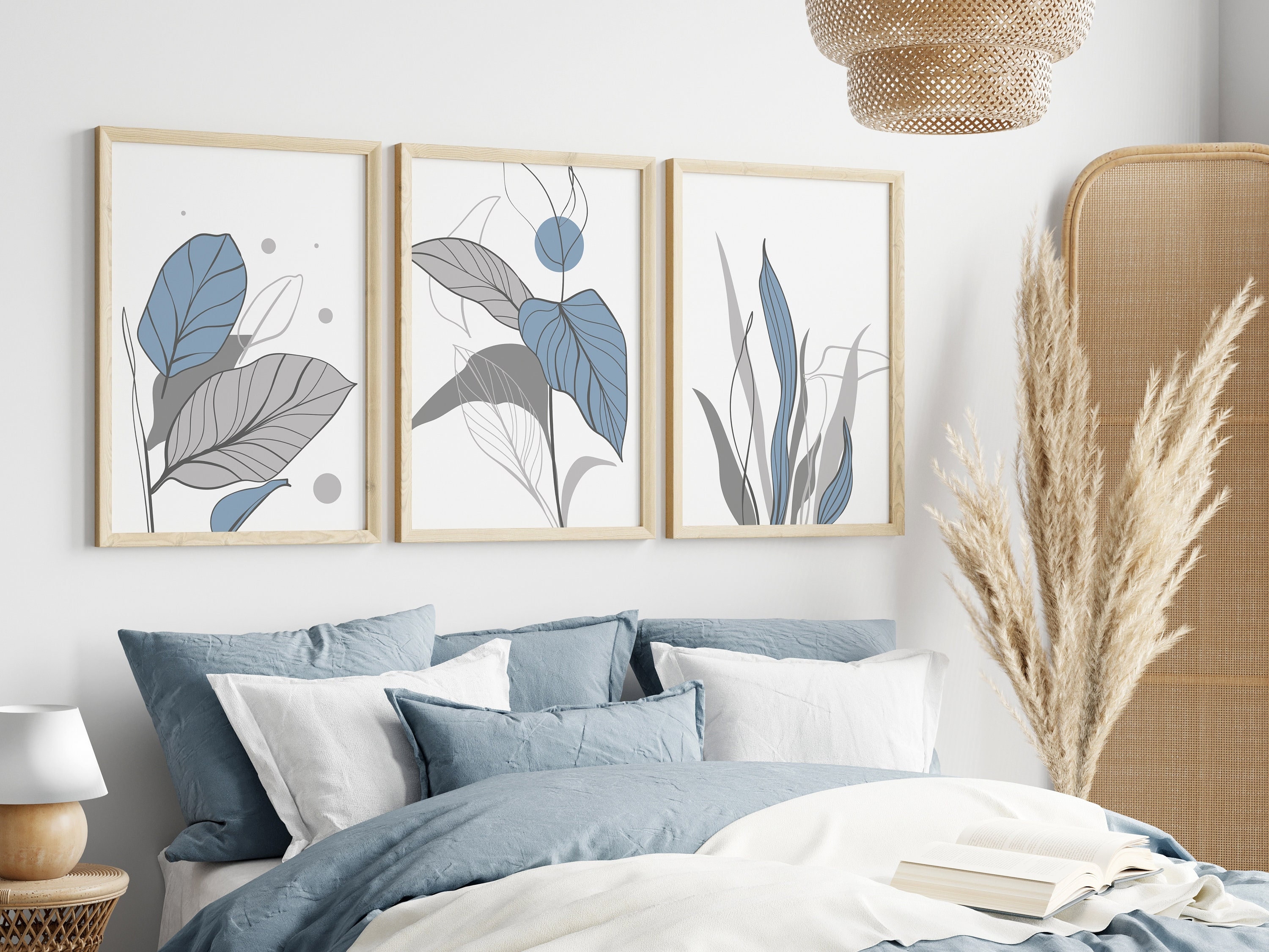 Light Blue Wall Art Prints Blue Wall Decor Blue and Grey Etsy