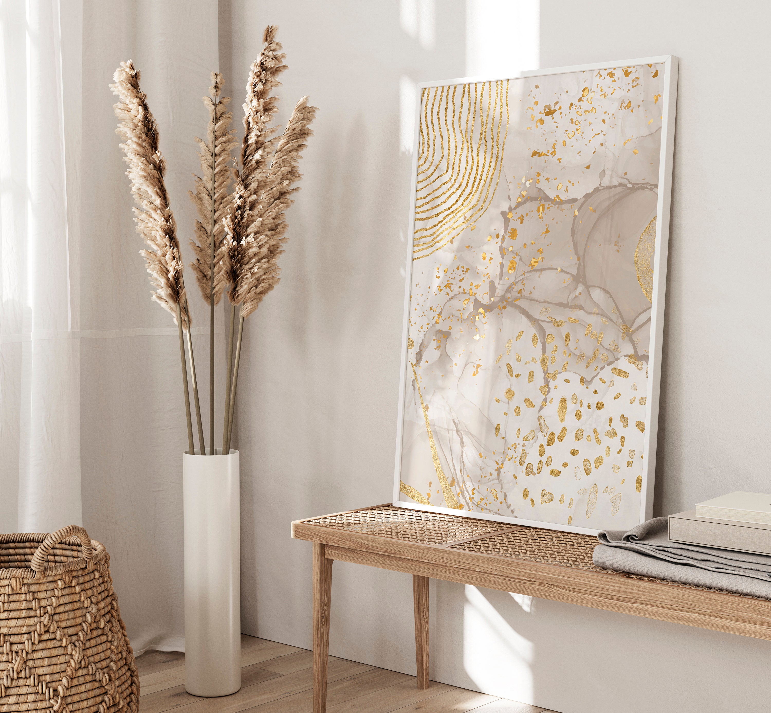 Beige & Gold Wall Prints Marble Wall Prints Set of 3 Etsy