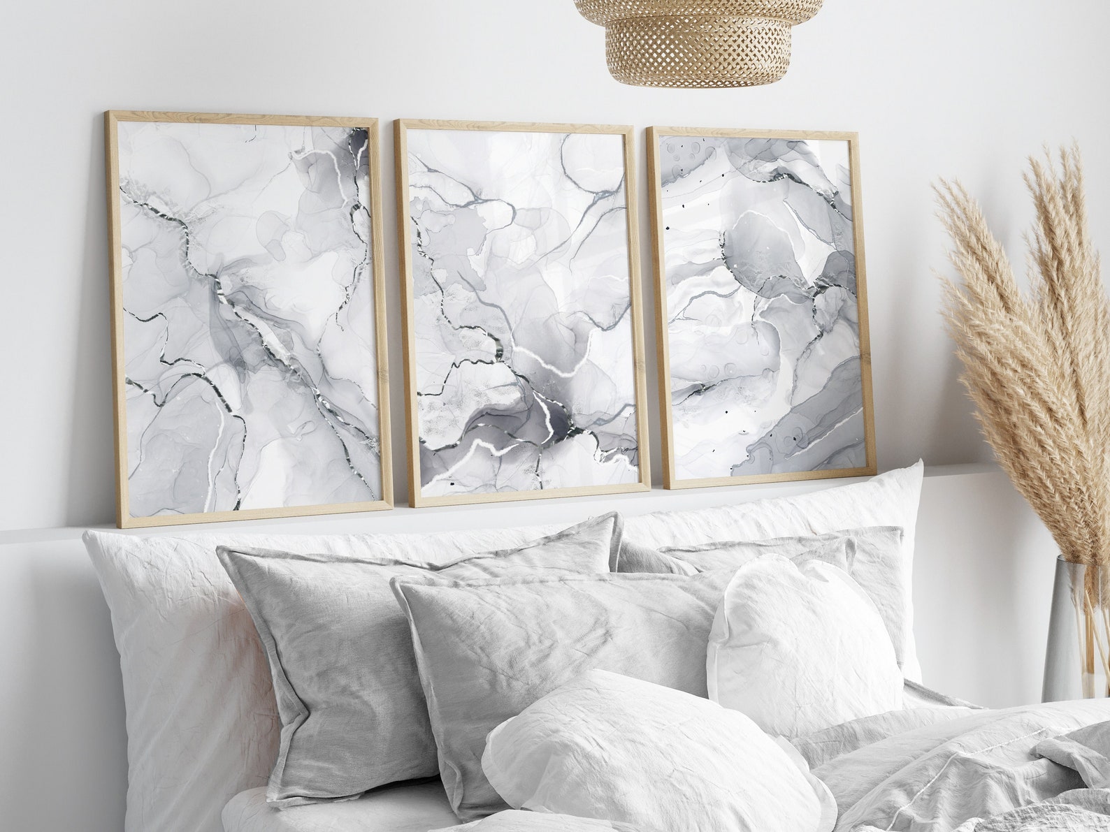 Grey & Silver Wall Prints Marble Wall Prints Set of 3 Wall Etsy