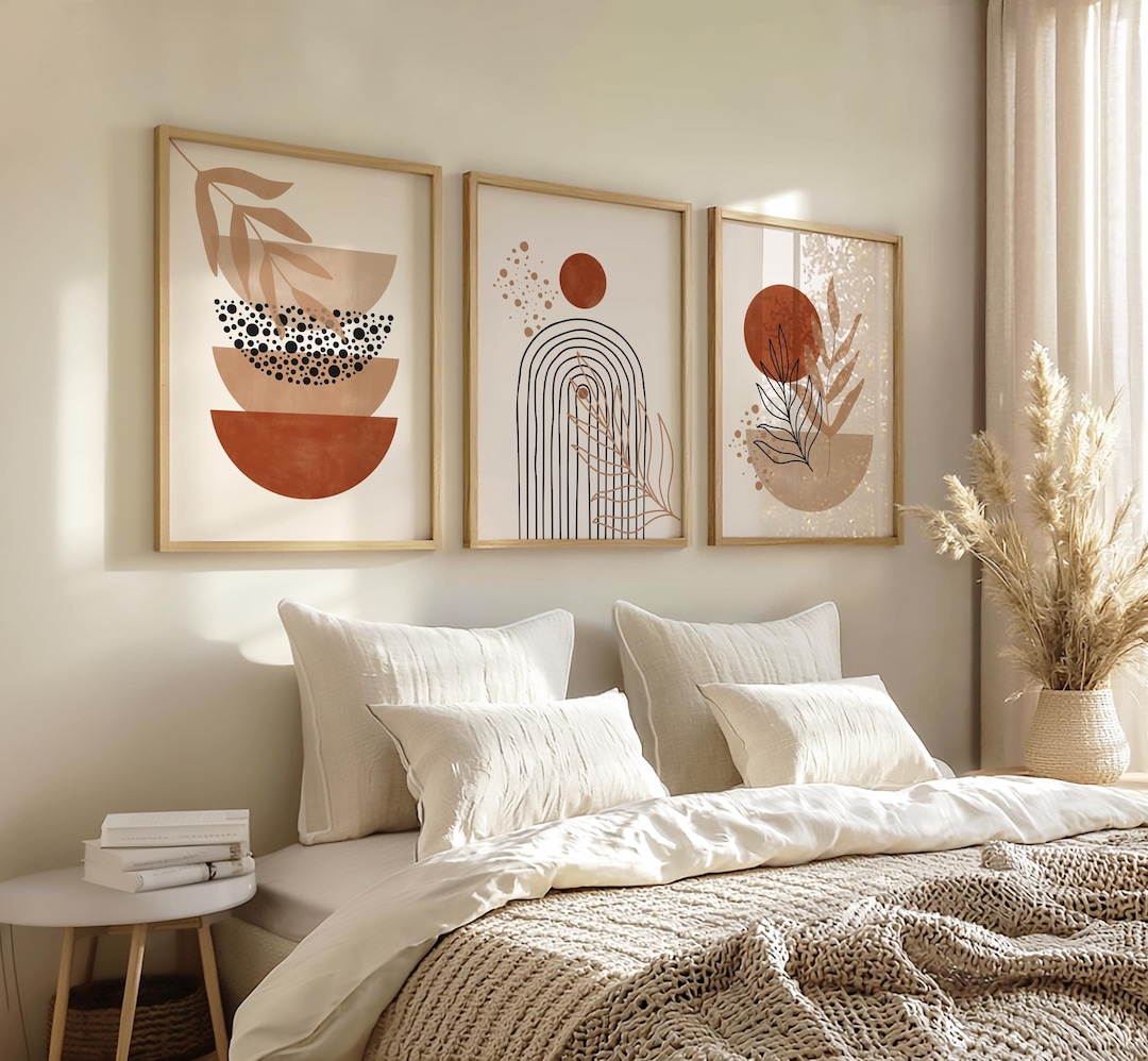 Boho Abstract Wall Art Prints, Boho Wall Decor, Set of 3 Wall Prints ...