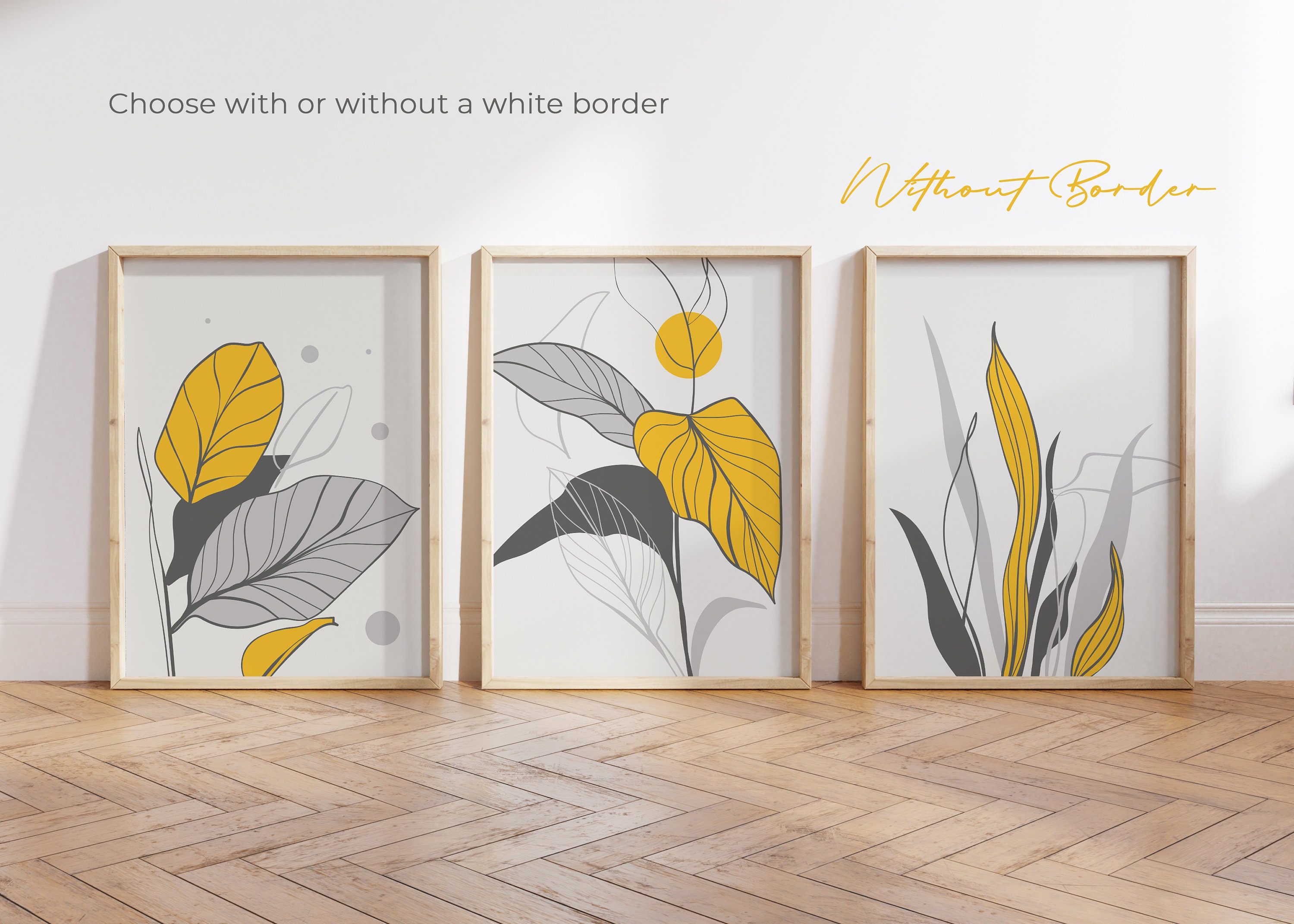 Yellow Wall Art Prints Yellow Wall Decor Yellow and Grey Etsy