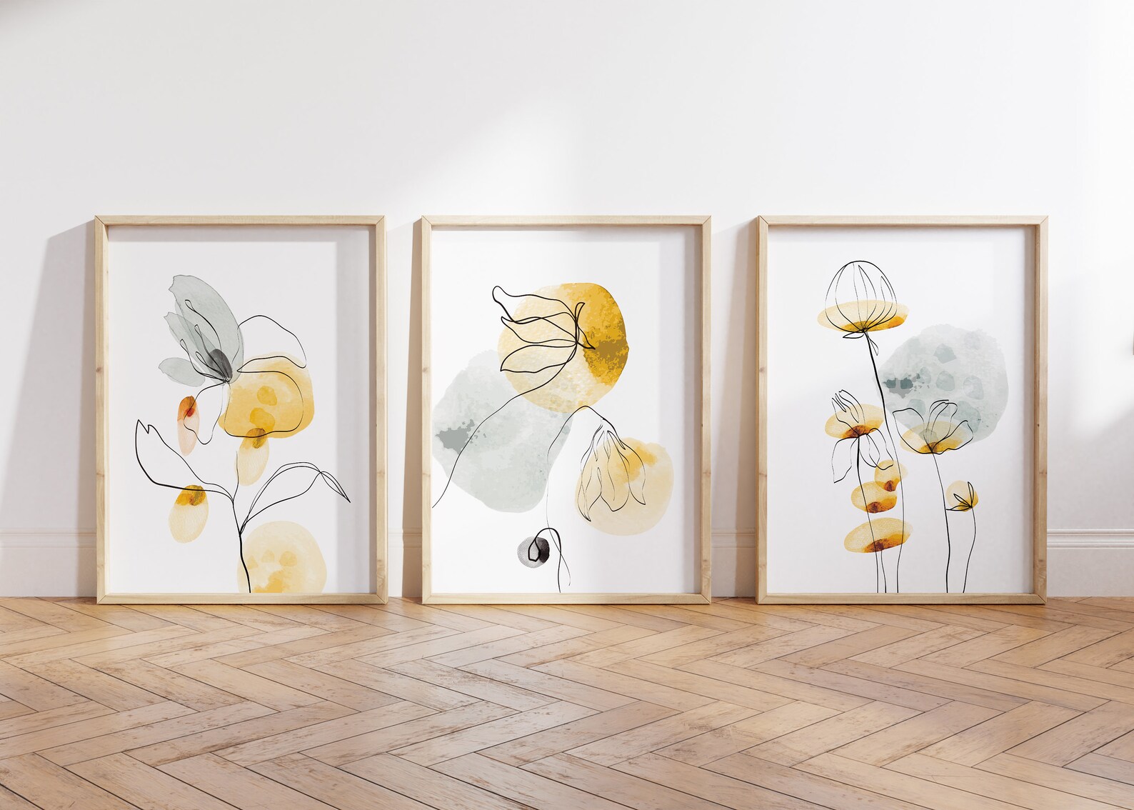 Yellow Wall Art Prints Yellow Wall Decor Yellow & Grey Wall Etsy UK