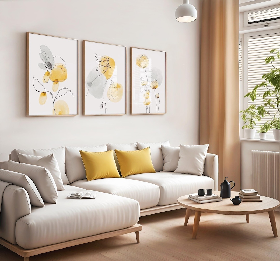 Yellow & Grey Wall Art Prints,