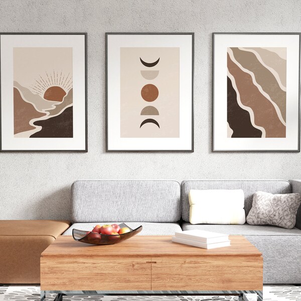 Brown and Cream Wall Art Etsy UK