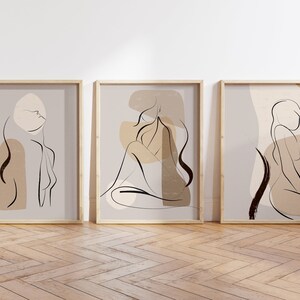 brown and beige bathroom wall print set