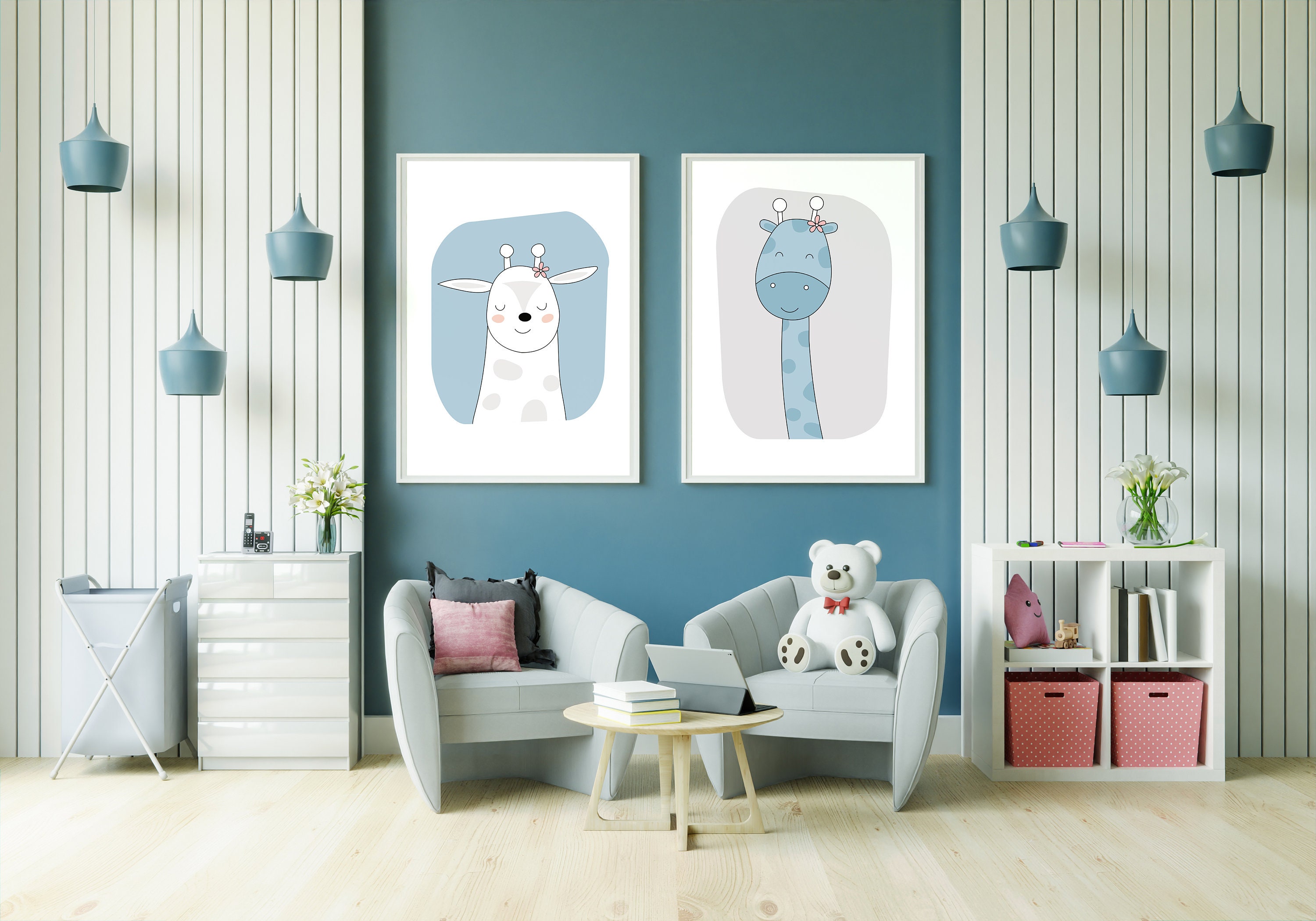 Baby Boy Nursery wall Art Prints Set of 2 Etsy