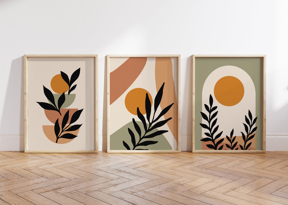 Boho Abstract Wall Art Prints Boho Wall Decor Set of 3 Wall Etsy UK