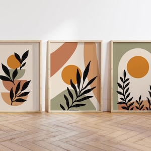 Boho Abstract Wall Art Prints, Boho Wall Decor, Set of 3 Wall Prints ...