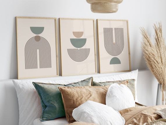 Green Boho Wall Art Prints Boho Wall Decor Set of 3 Wall | Etsy