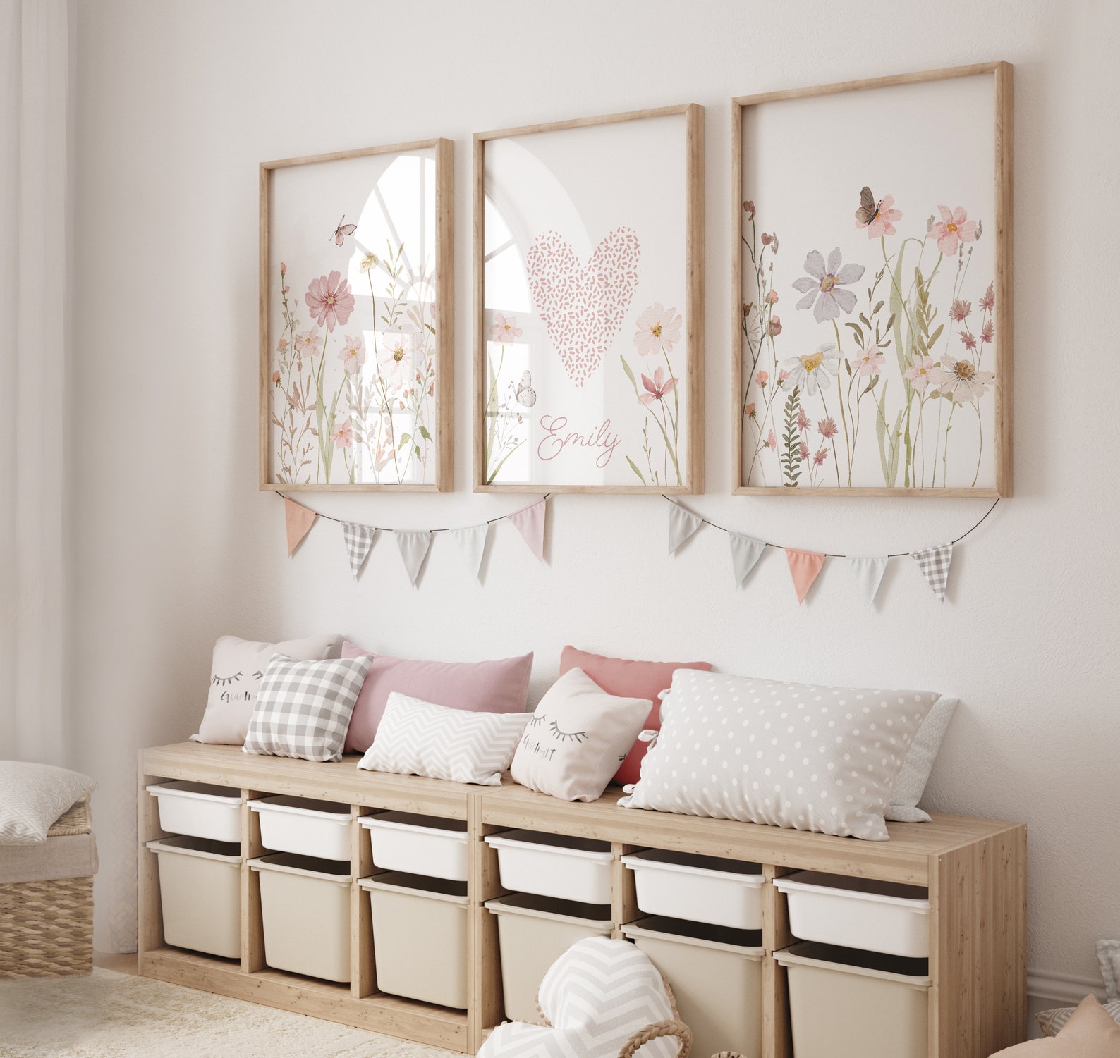 Wildflower Nursery Prints, Botanical Nursery, Set of 3 Wall Prints ...