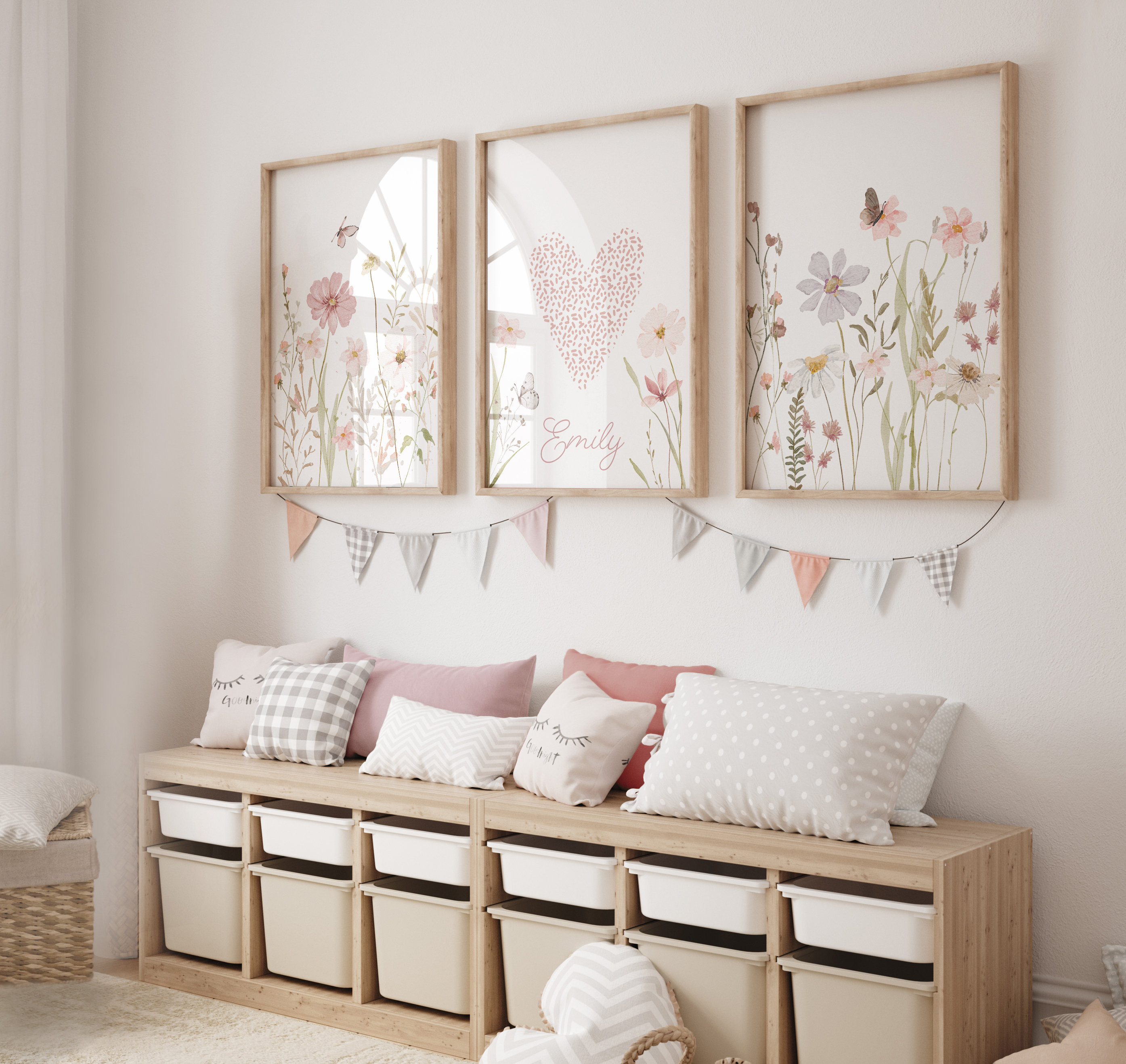Wildflower Nursery Prints, Botanical Nursery, Set of 3 Wall Prints ...