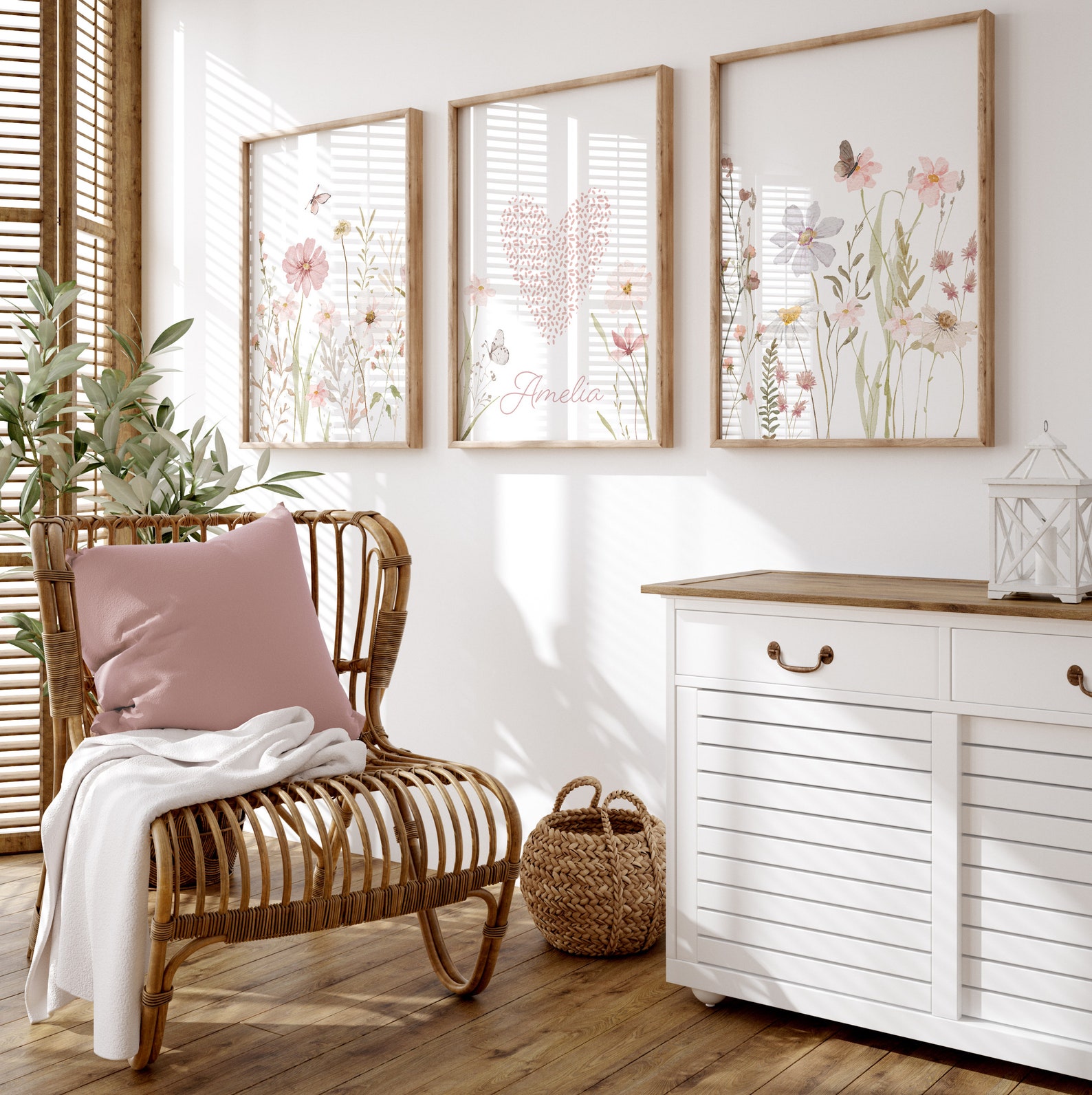 Wildflower Nursery Prints, Botanical Nursery, Set of 3 Wall Prints ...