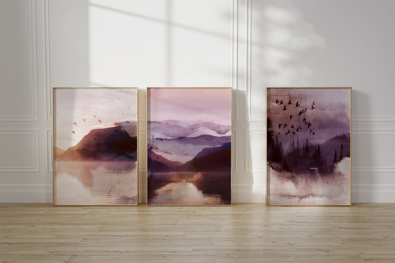 Watercolour Landscape Wall Art Prints Nordic Wall Decor Set Etsy