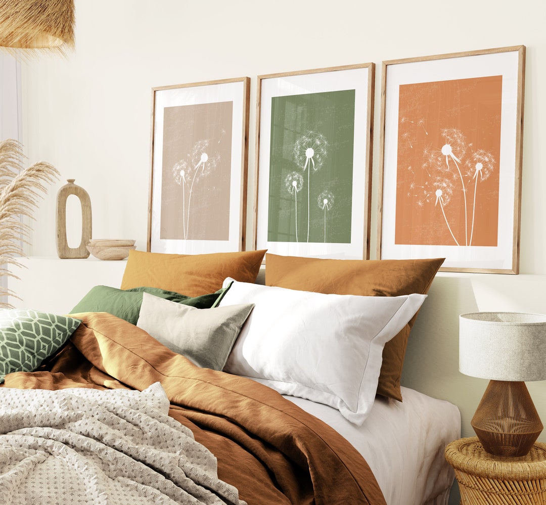 Green & Orange Wall Prints, Green and Orange Wall Art, Wall Decor