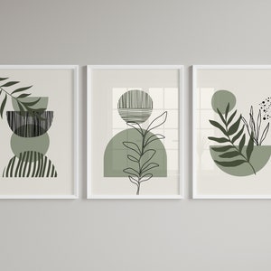 Set of 3 Boho Wall Prints, Boho Wall Art, Sage Green Wall Art, Green Wall Decor, Boho Prints, Sage Green, Black, Green Boho Prints, Wall Art image 8