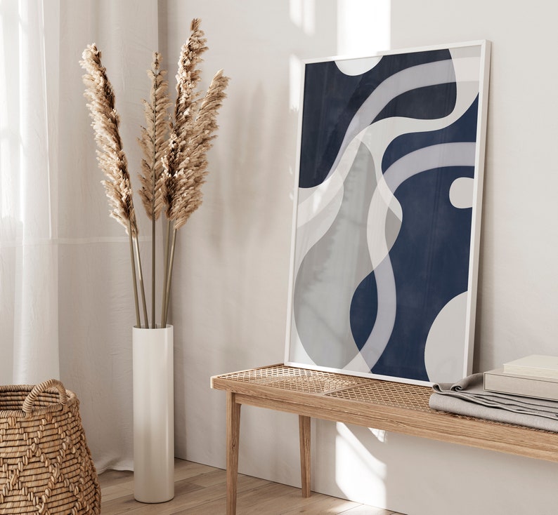 Set of 3 Wall Prints Modern Art Blue Wall Prints Blue Wall Etsy