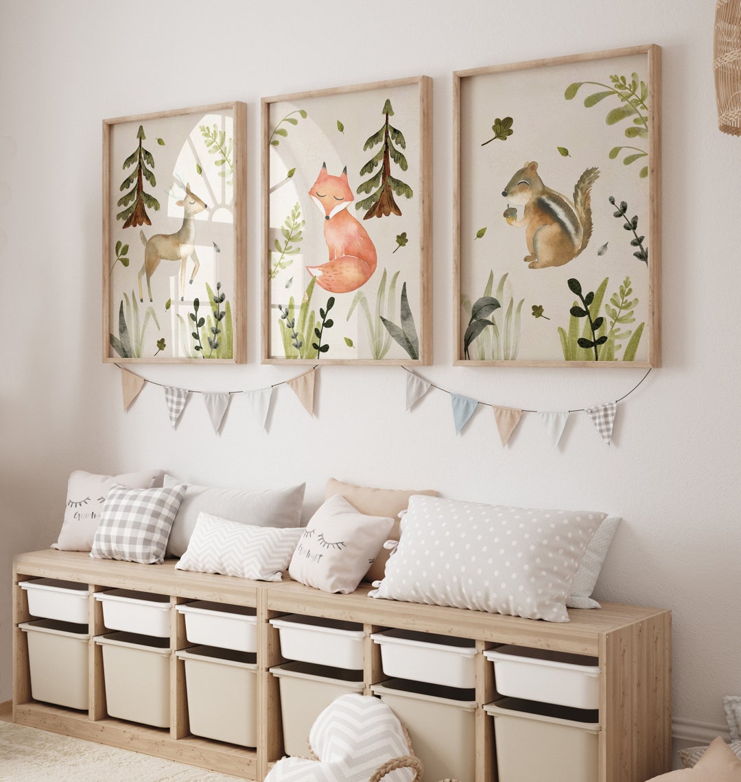 Woodland Nursery Wall Art Prints, Whimsical Nursery Decor, Woodland ...