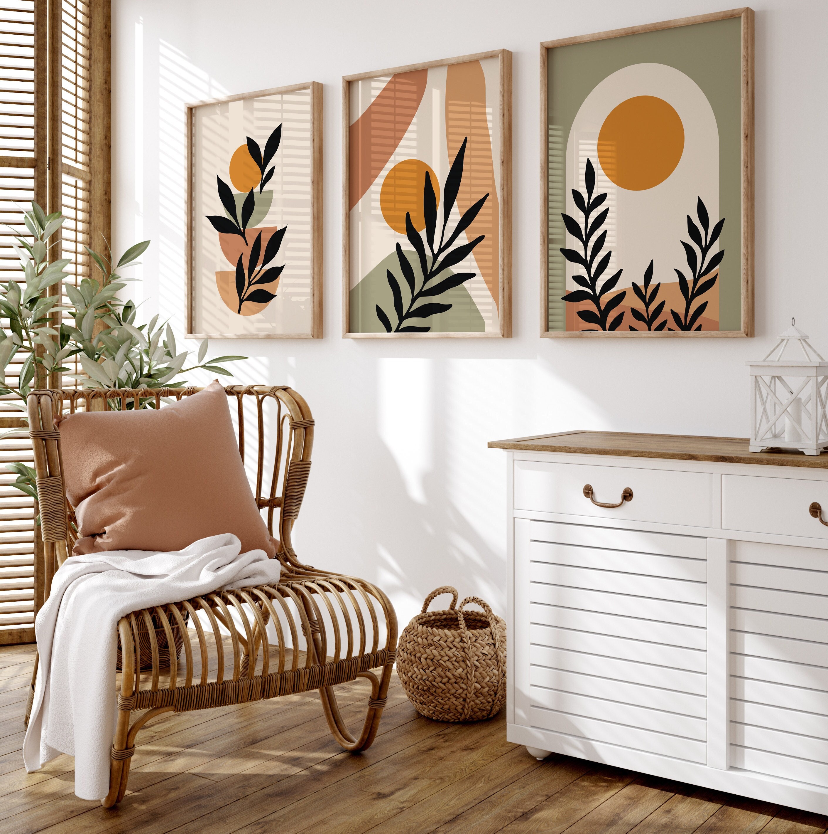 Boho Abstract Wall Art Prints Boho Wall Decor Set of 3 Wall Etsy UK