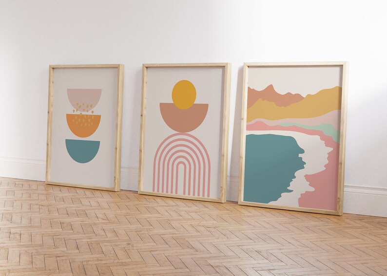 Boho Wall Prints Pink Wall Decor Boho Wall Decor Set of 3 Etsy