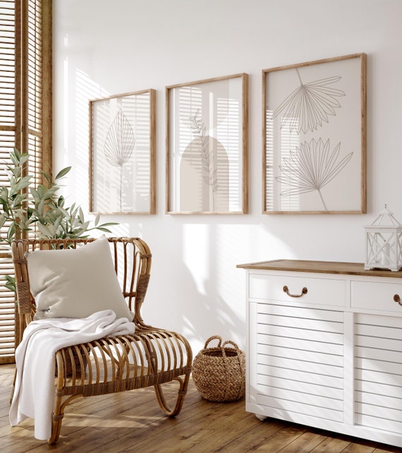 Neutral Wall Prints, Botanical Wall Art, Plant Wall Art, Living Room Wall Art, Natural Wall Prints, Set of 3 Wall Prints, Print Trio