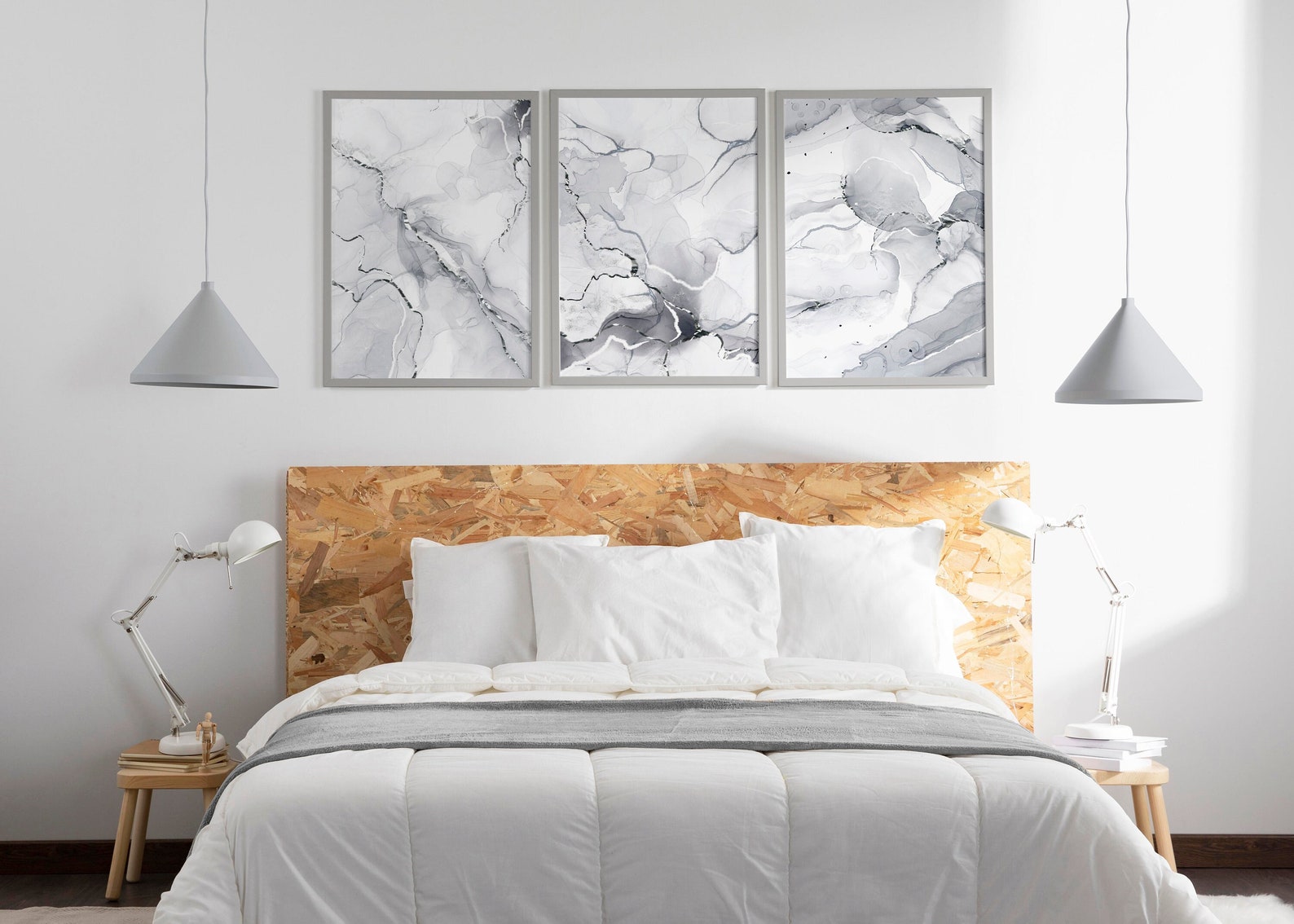 Grey & Silver Wall Prints Marble Wall Prints Set of 3 Wall Etsy