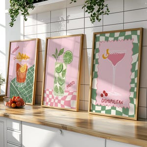 Home bar wall art, cocktail wall decor prints