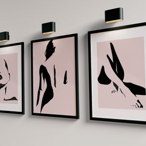 pink abstract women wall print set