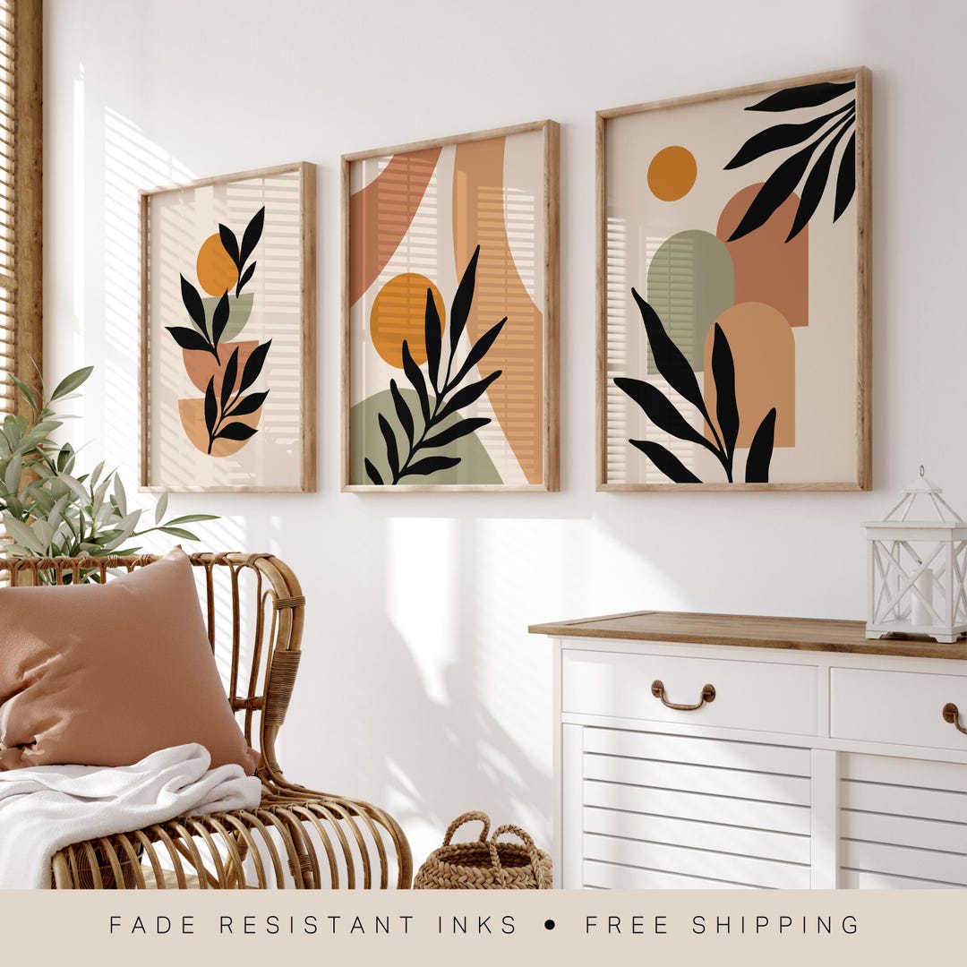 Boho Abstract Wall Art Prints, Boho Wall Art, Set of 3 Wall Prints ...