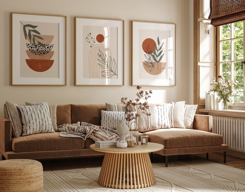 Boho Abstract Wall Art Prints Boho Wall Decor Set of 3 Etsy UK