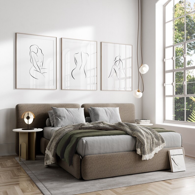 Bedroom Wall Prints Set of 3 Wall Prints Minimalist Wall Etsy